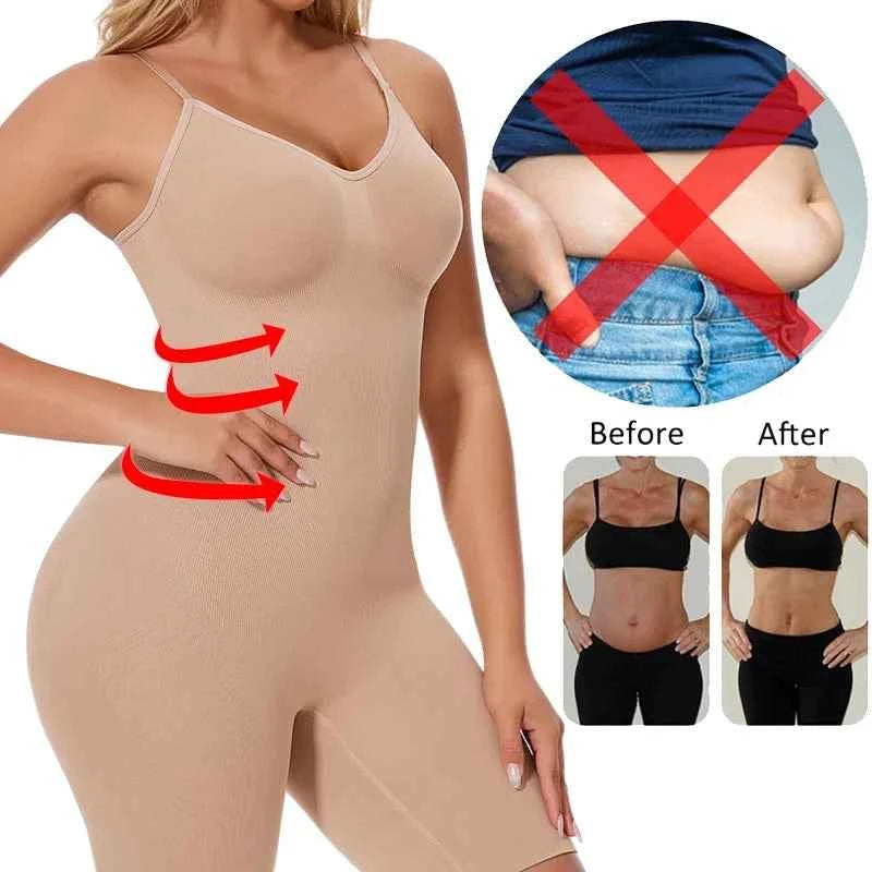 SLIMBELLE Women's Full Body Shaper Bodysuits Tummy Control Butt Lifter Slim Underwear Shapewear Thigh Slimmer Shorts One-Piece
