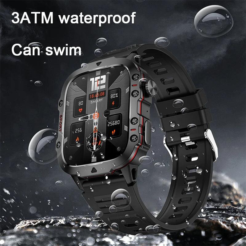 2024 Novo para Xiaomi Militar Smart Watch Homens IP68 5ATM Esportes ao ar livre Fitness Tracker Health Monitor 1.96" BT Call Smartwatch