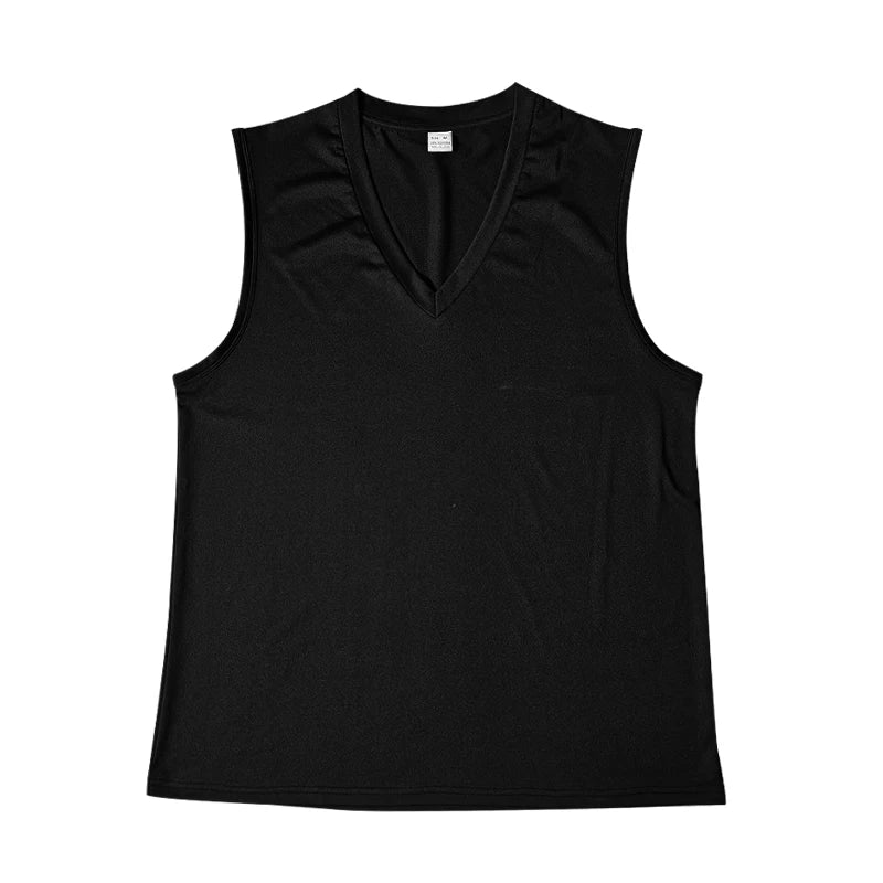 Colete masculino de verão, cor sólida, com decote em V, casual, respirável, sem mangas, adequado para fitness e esportes