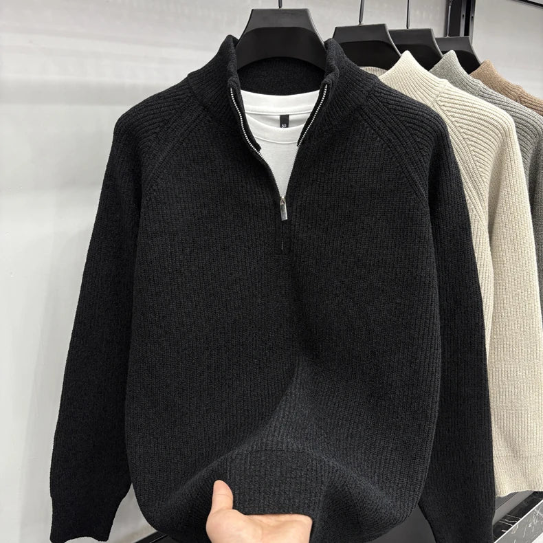 Men's Sweater Half Zipper Winter Thick Korean Edition Casual Loose Stand Up Collar Undercover