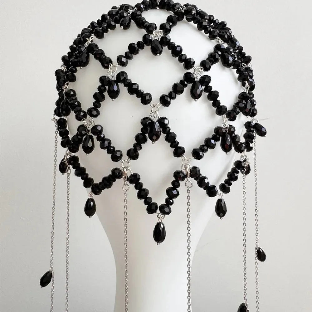 Fashion Rhinestone Pendant Hair Chain Black Bridal Forehead Chain Women Headwrap Wedding Gift