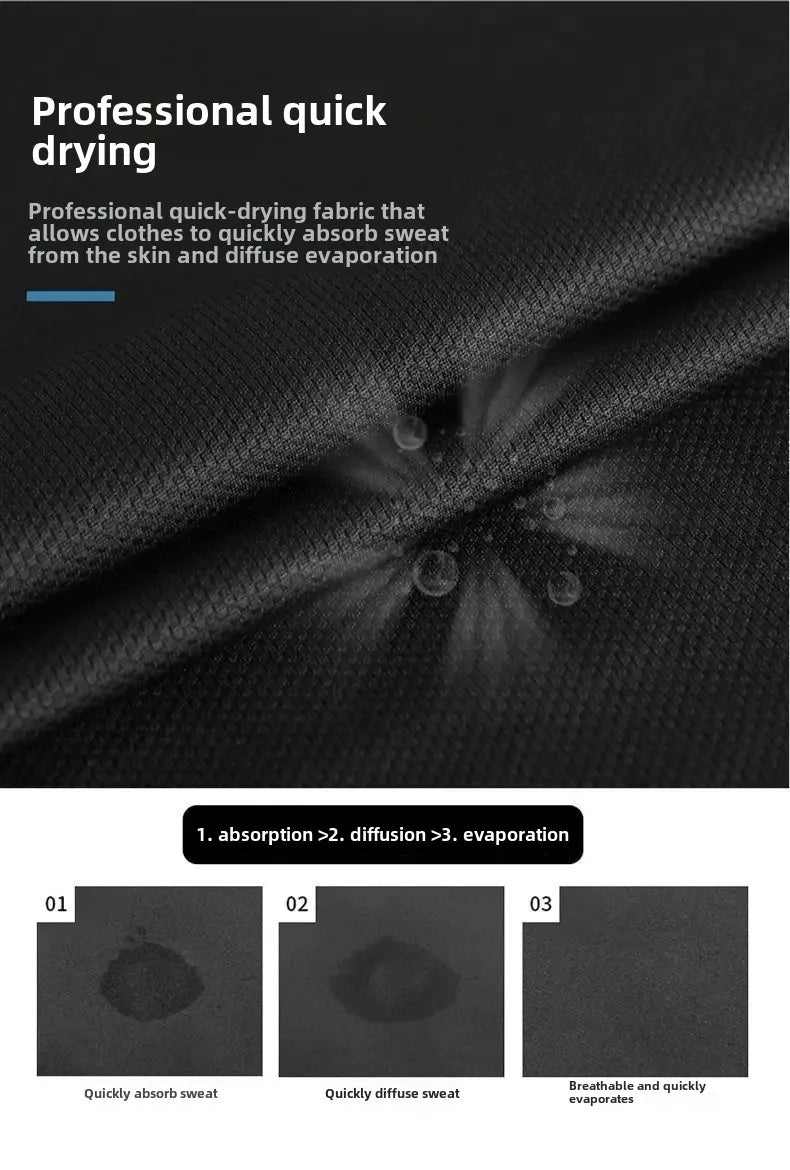 Camiseta masculina de manga curta, de seda gelada e secagem rápida, nova malha respirável, ajuste solto, gola redonda, camisa esportiva casual para o verão