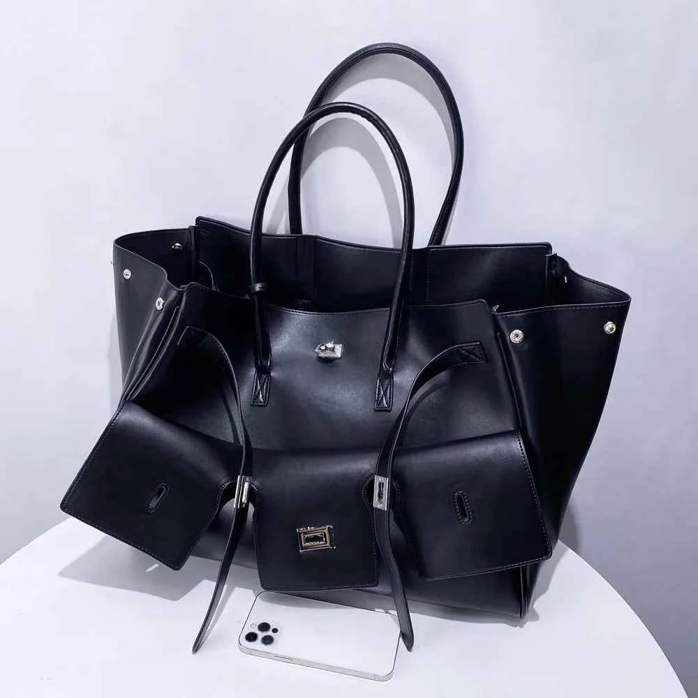 Luxury Designer Large Capacity Lock Tote Clutch Travel Bag Genuine Leather Wing Bag Brand Women's Commuter Shoulder Bag