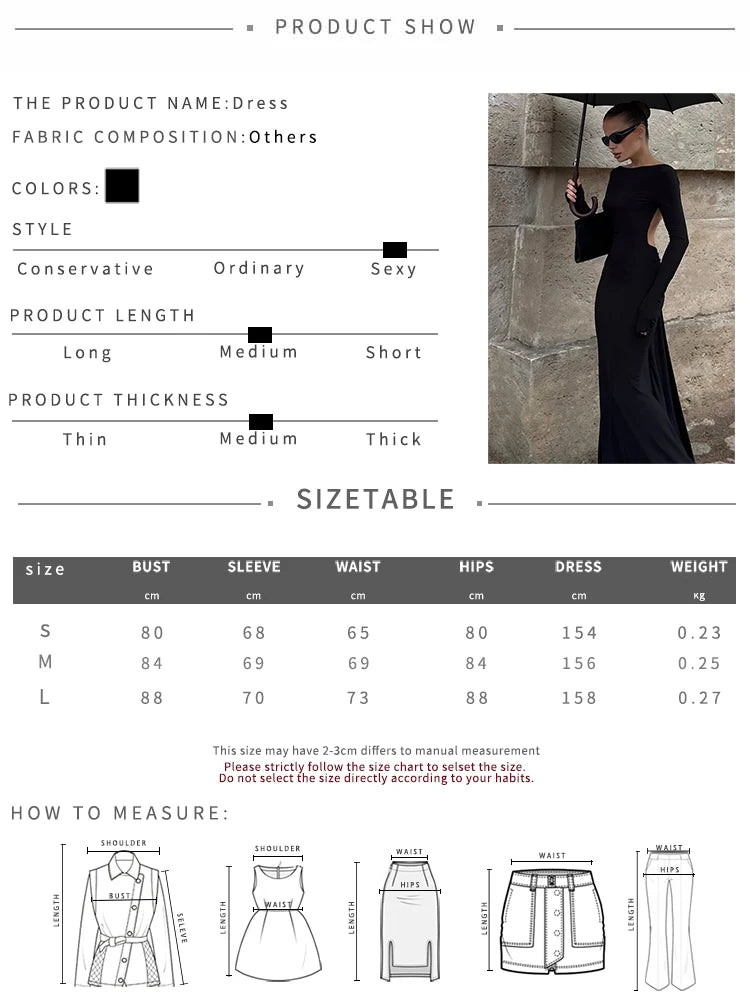 Sisterlinda Classic Bead Backless Dress Women Sexy Slash Neck Full Sleeve Simple Fashion Stretch Banquet Party Elegant Vestidos