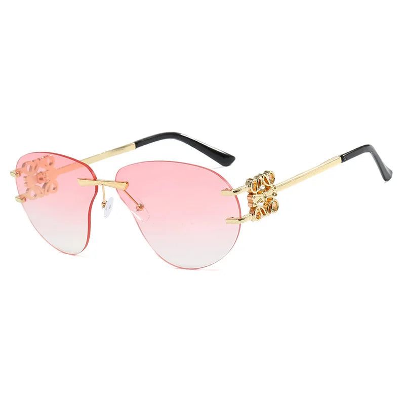 Special-shaped Oversized Rimless Sunglasses Women Brand Designer Shades Eyewear Pilot Sun Glasses Female UV400 Oculos De Sol
