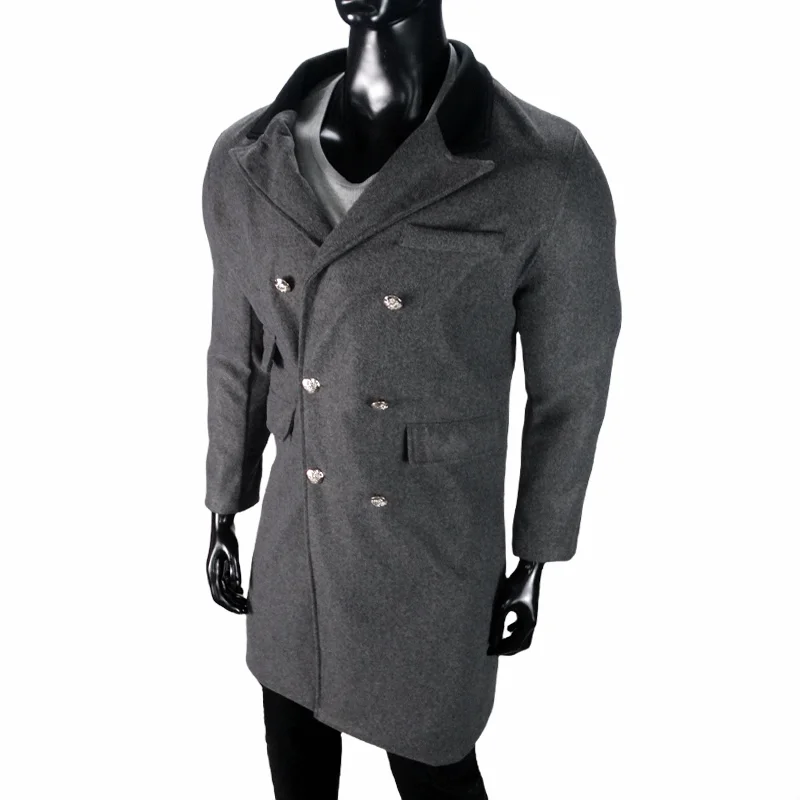 Coat Winter Men's Jackets Warm with Lining Men's Coat  X-Long Double Breasted Trench Multi-Pockets Male Clothing Eu Size M-XXL