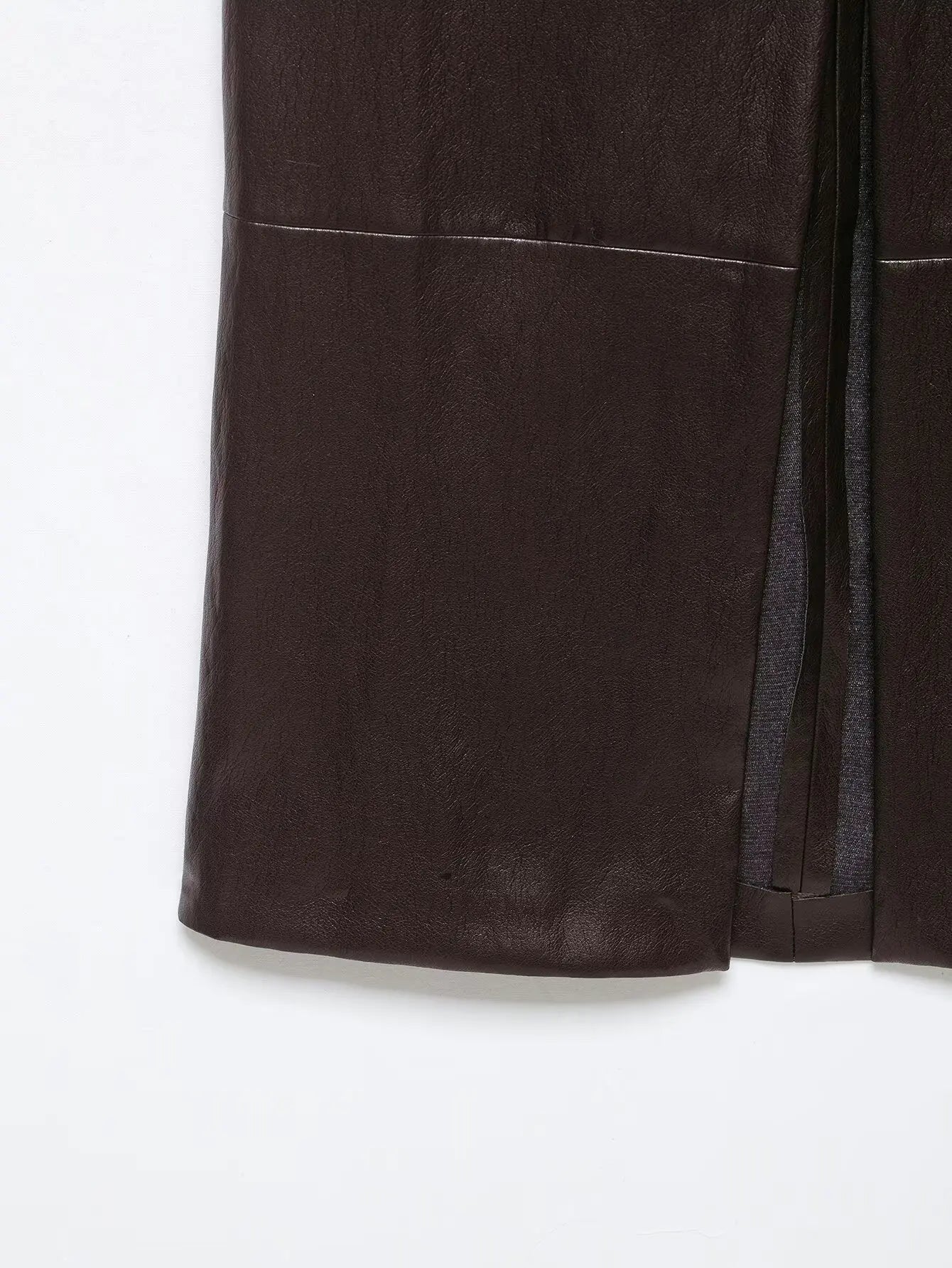 HH Vintage Women's Leather Suits 2026 Spring Summer Round Neck Belted Vest Top+Front Split Long Skirts Female Two-Piece Set