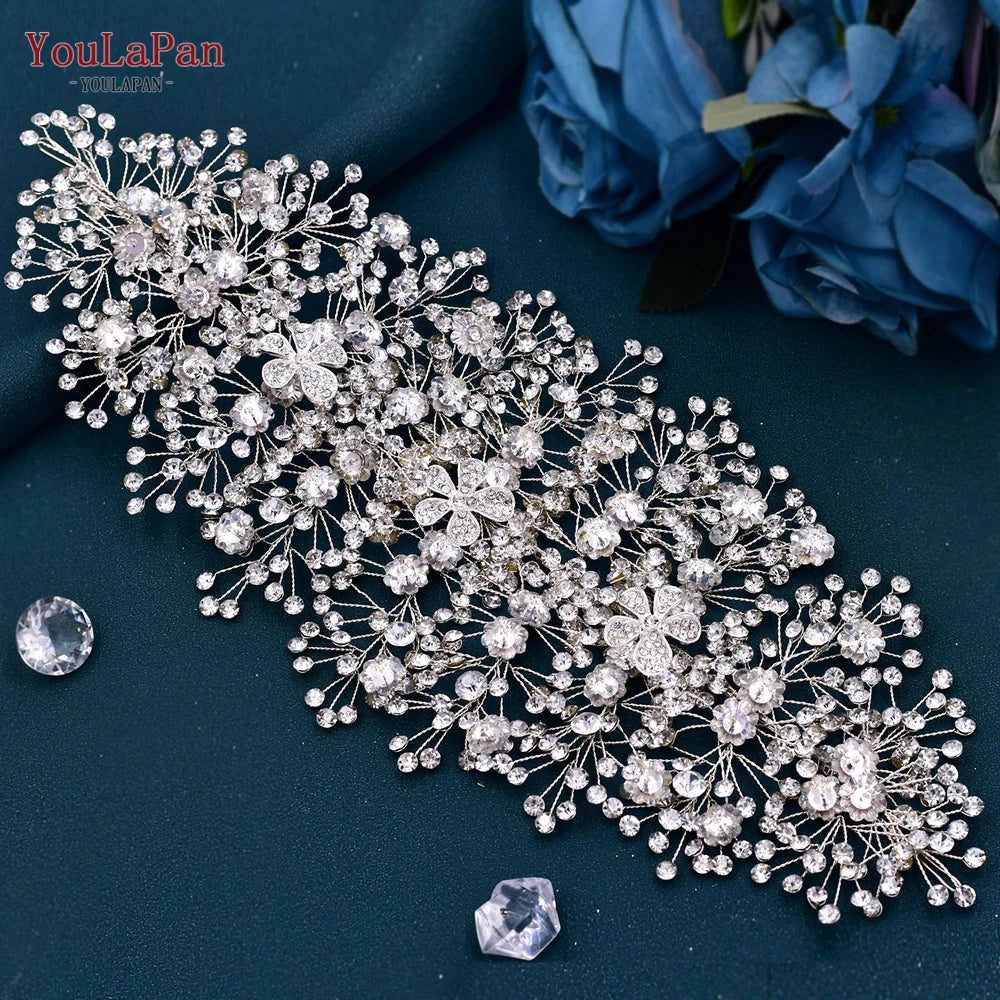 YouLaPan Bridal Crown Wedding Headband Rhinestone Brides Diadem Pageant Wedding Hair Accessories Woman Tiara and Headdress HP240