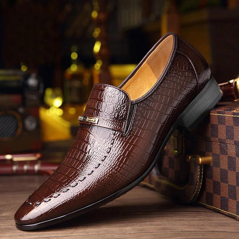 Mens PU Luxury Crocodile Pattern Men Business Dress Shoes Leather Casual Social Shoe Male Wedding Footwear Zapatos Hombre - CRAVO ROSE