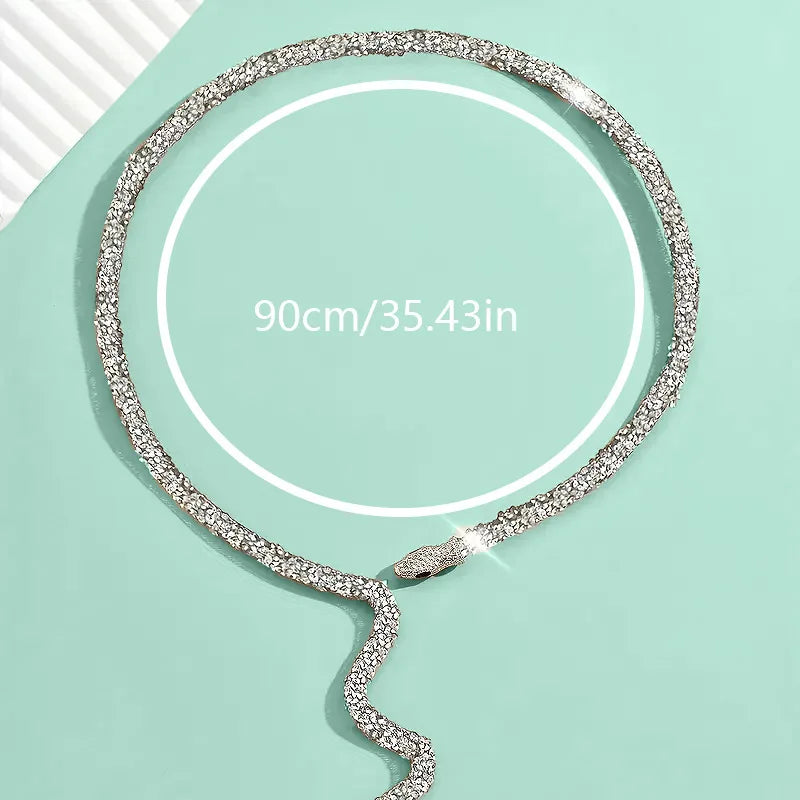 Trendy Girl Sexy Snake Twistable Necklace for Women  Personalized Sparkling Zircon Diy Chain Bone Chain Bracelet Bangles