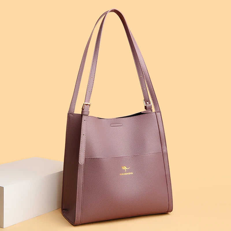 Bolsa de ombro feminina de couro de luxo, bolsa tiracolo fashion com axilas, bolsa carteiro para compras, bolsa grande de capacidade