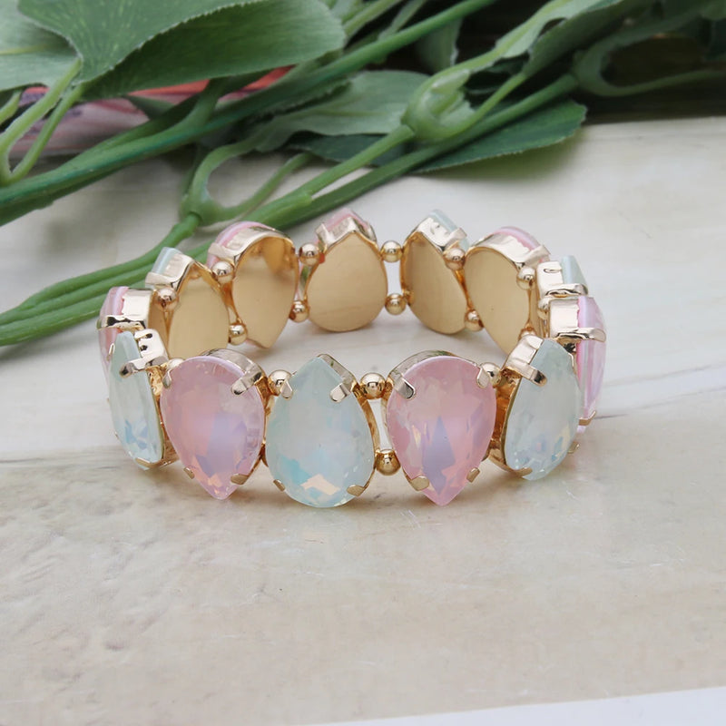 Bohemian Colorful Glass Bracelets For Woman European American Exaggeration Spring Rhinestone Bangle Madera Rhinestone Pulseira