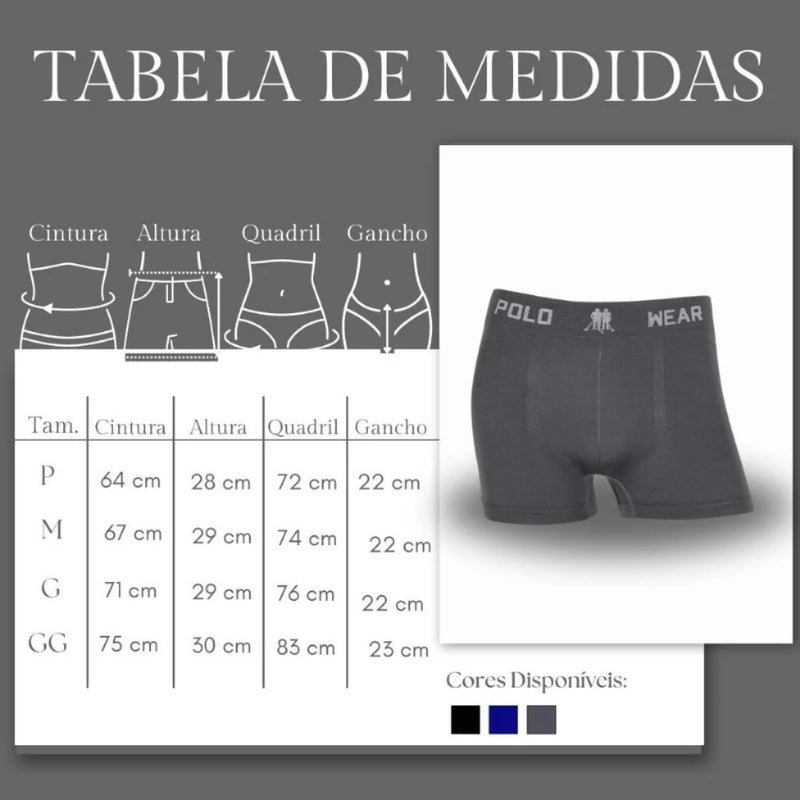 Kit 3 Cuecas Boxer Polo Wear Microfibra Masculina