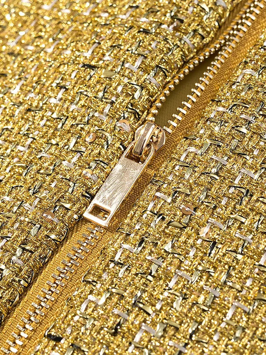 TWOTWINSTYLE Gold Loose Spliced Folds Chic Wraps for Women O Neck Sleeveless Elegant Intellectual Wrap Female Summer Fashion New