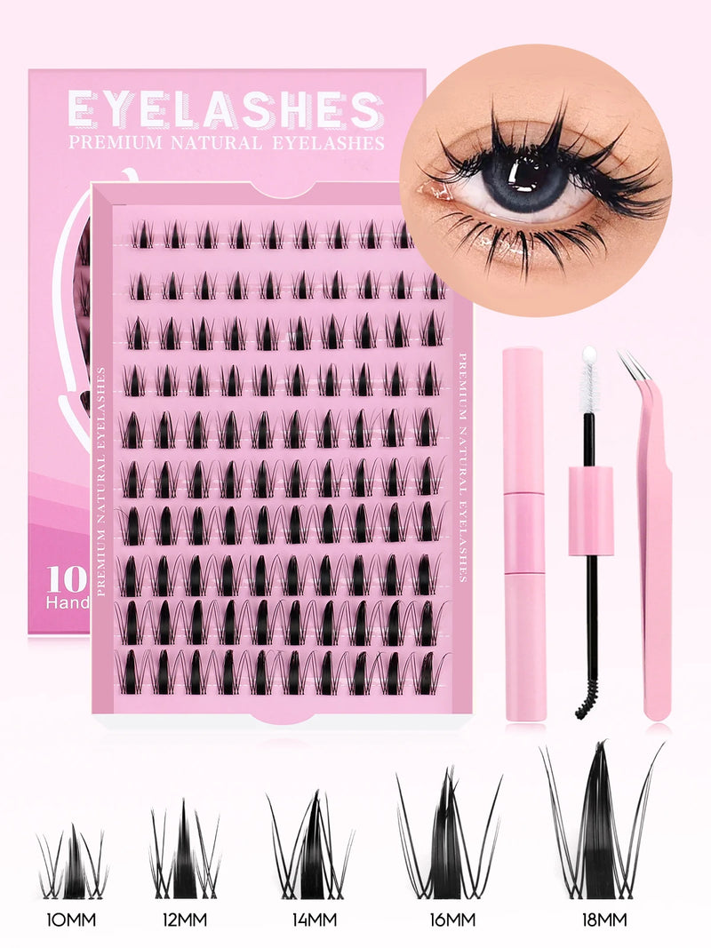 Kit de cílios postiços GROINNEYA faça você mesmo, cílios de manga de 10 a 18 mm, bandeja mista, conjuntos de cílios individuais, kit com cílios postiços faça você mesmo