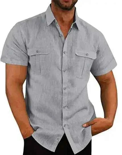 Cotton Linen Hot Sale Men Short-Sleeved Shirts Summer Solid Color Comfort Collar Casual Beach Style Plus SizeMale Shirts M-4XL