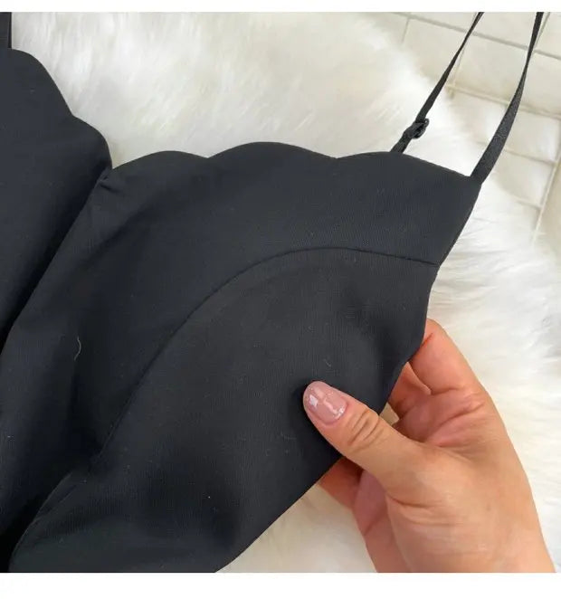 Elegant V-Neck Strap Dress Casual High Waist Slimming One-Piece Wide Leg Pants Long Loose Fitting Women's Online Exclusive