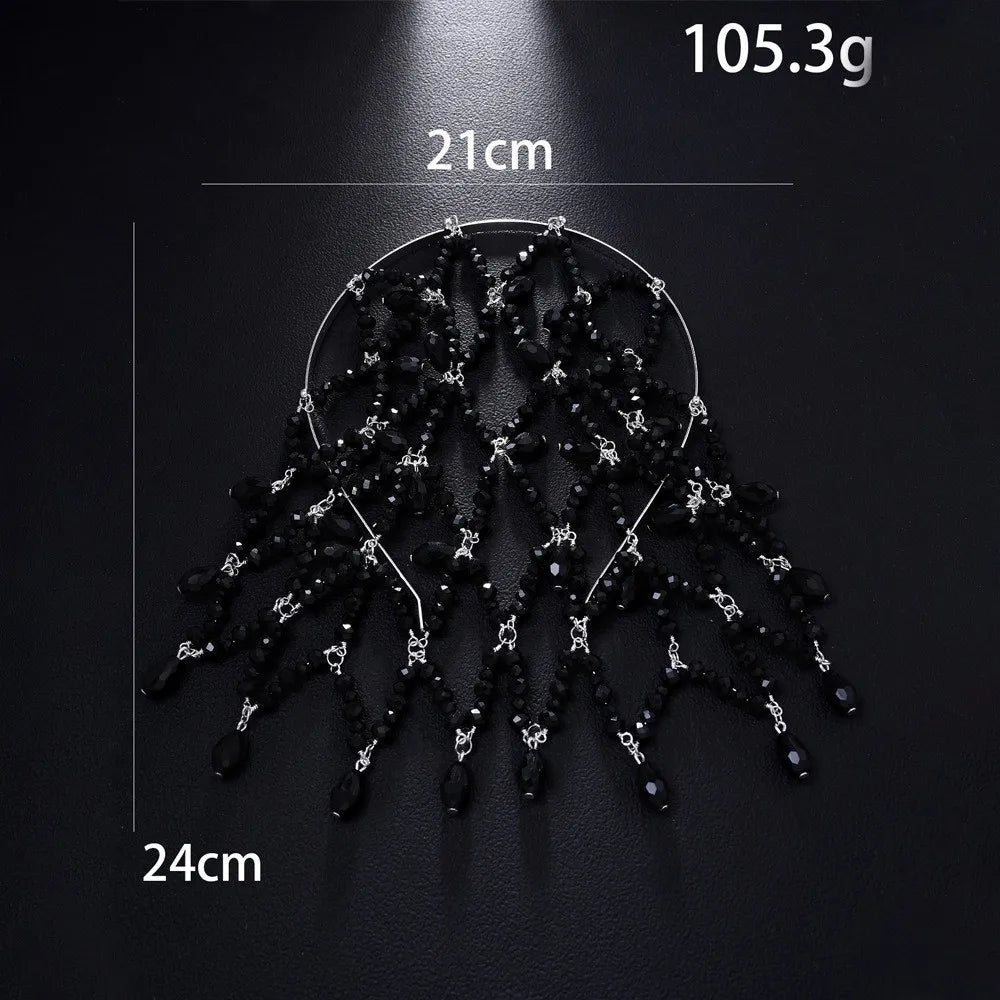 Fashion Rhinestone Pendant Hair Chain Black Bridal Forehead Chain Women Headwrap Wedding Gift