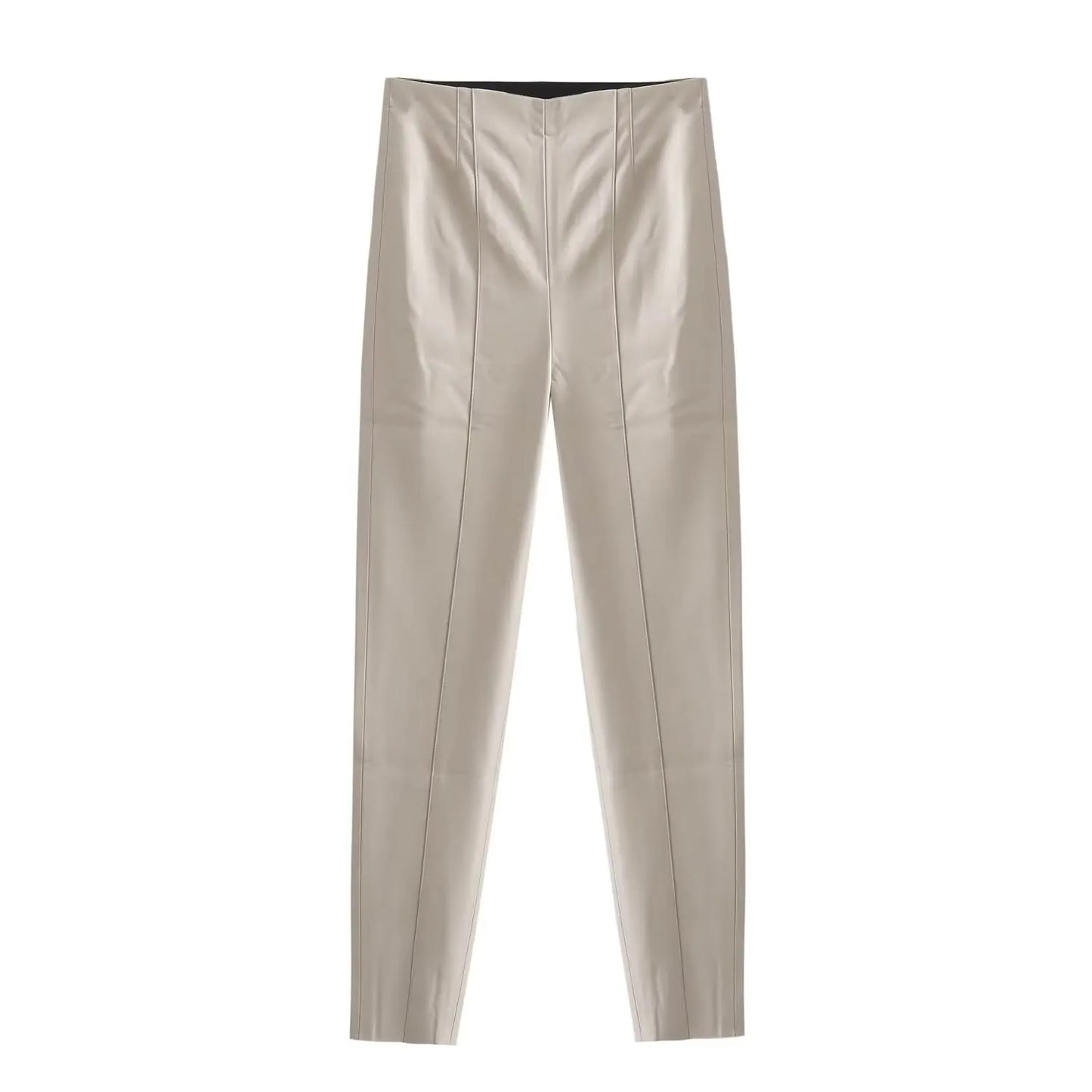 HH 2024 Women's Faux Leather Pants High Waist Straight Leg Trousers Fashion Female Streetwear Stylish Stretch Pencil Pants