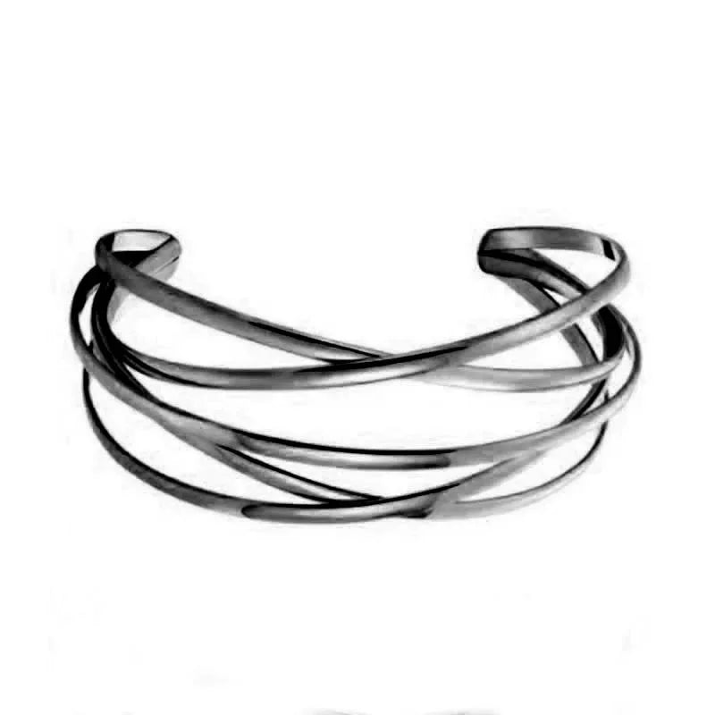 Punk Hollow Alloy Bangles for Women Gold Silver Color Cuff Bracelet Open Adjustable Arm Bracelets 2024 Summer Fashion Jewelry