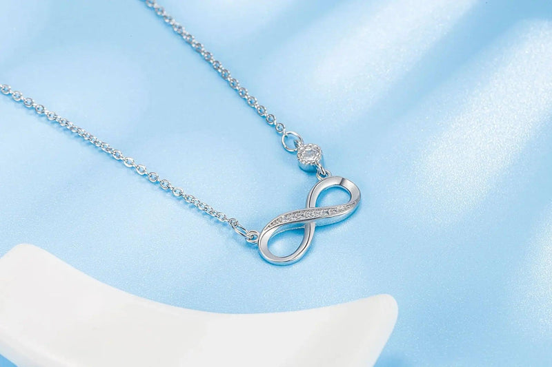 Fashion Female Necklace Sterling Silver color Infinite Love 8-word Pendant Necklace for Women Micro Single Zircon Clavicle Chain - CRAVO ROSE