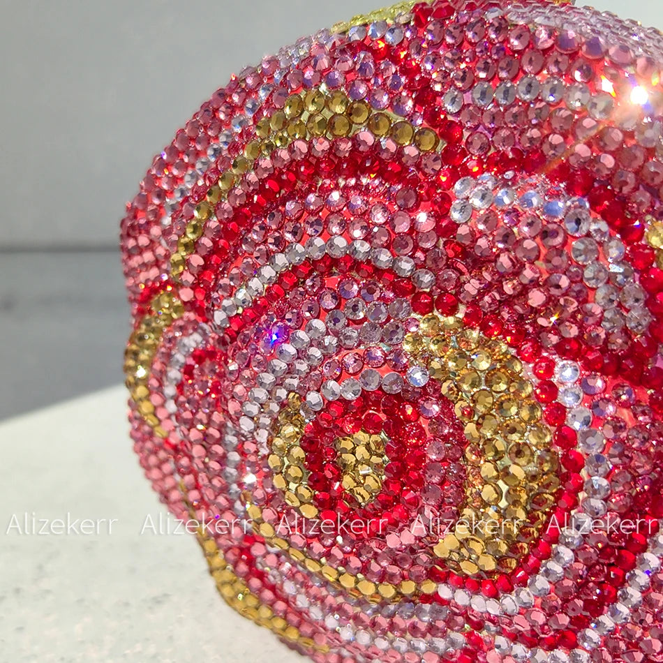 Alizekerr rosa em forma de diamante sacos de noite boutique feminino lindo strass flor bolsas embreagem e bolsas festa casamento - CRAVO ROSE