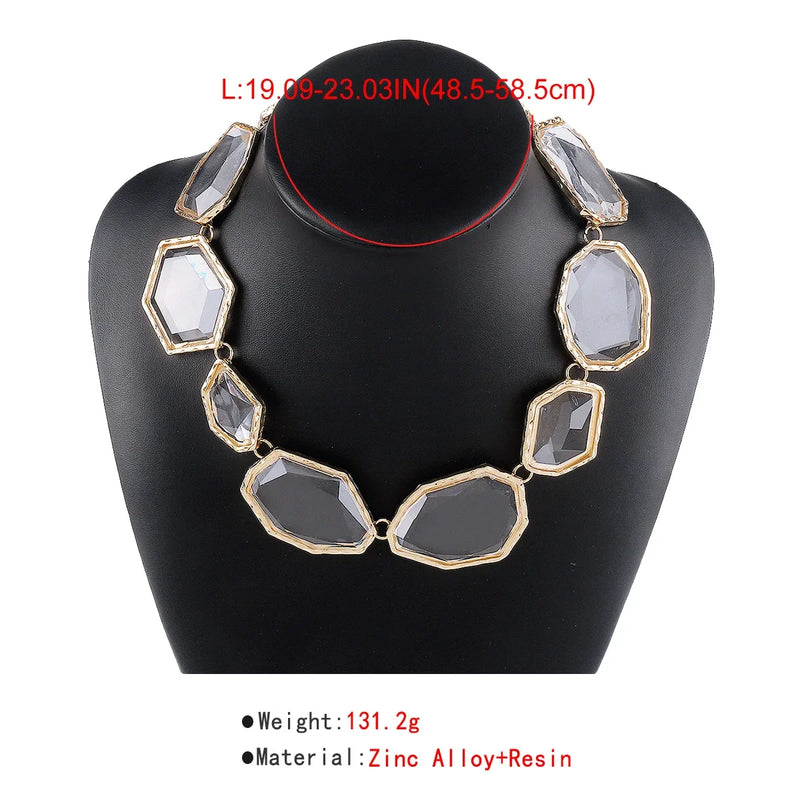 New Irregular Geometry Transparent Resin Necklace Women's Elegant and Cute Sweater Chain Banquet Jewelry Accessories