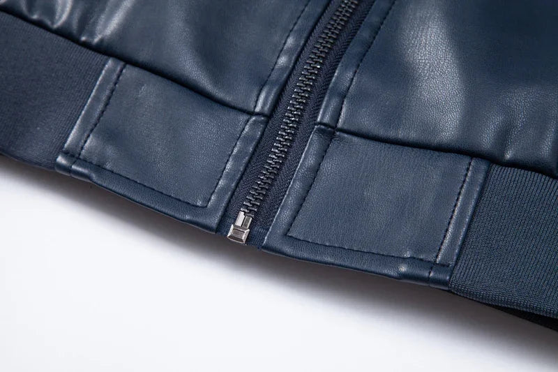 LIBIELIY TRAF Stylish Men's Leather Outerwear Slim Fit Durable Zipper High - Quality Leather Perfect For Elevating Your Look Com