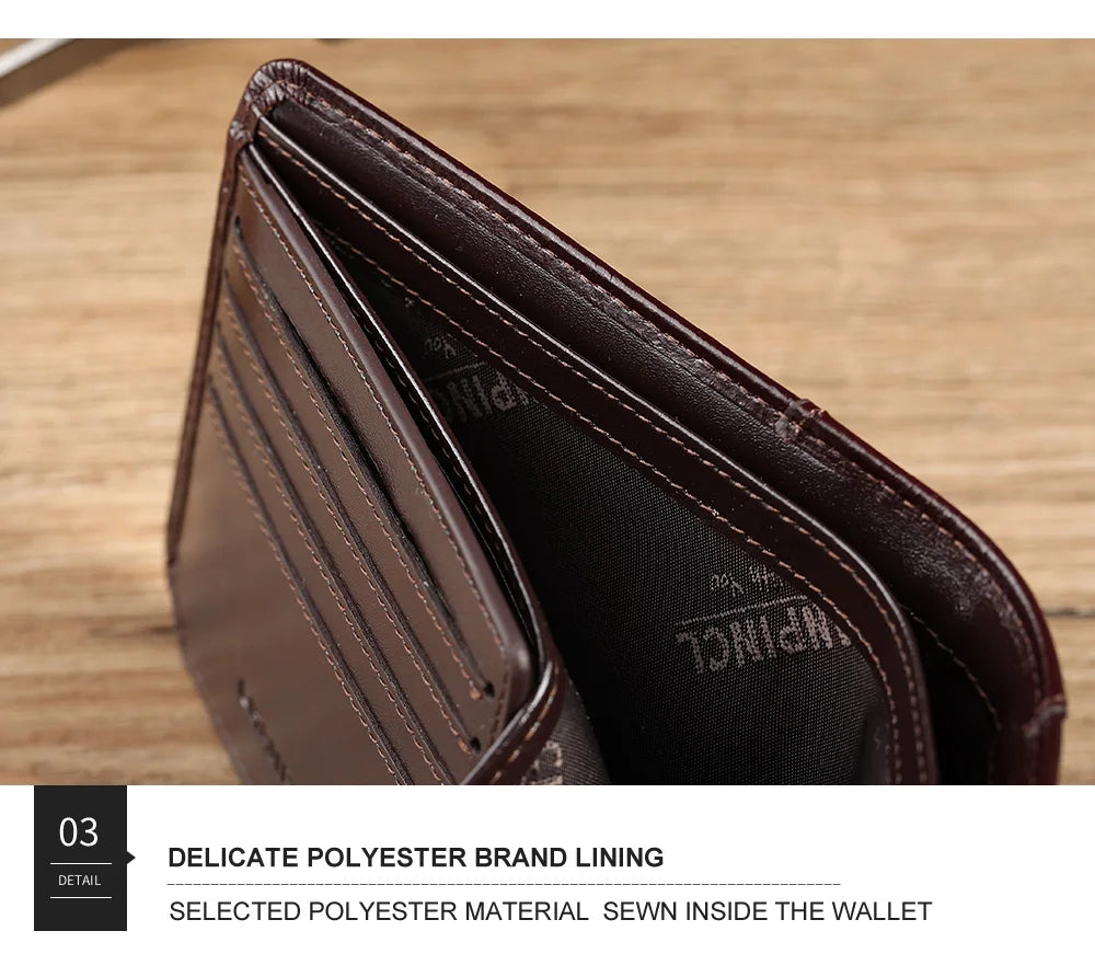 CHANPINCL Men's Italian Top-Grain Cow Leather Short Tri-Fold Wallet – RFID Blocking & Gift Box