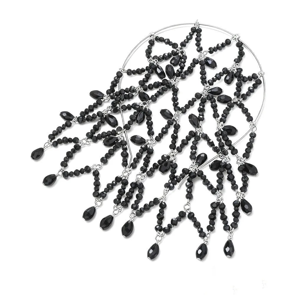 Fashion Rhinestone Pendant Hair Chain Black Bridal Forehead Chain Women Headwrap Wedding Gift