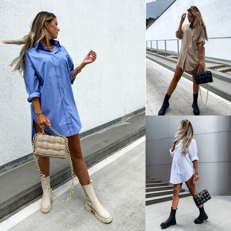 Blusa branca feminina elegante, blusa casual,  caimento solto, manga comprida, decote em V, botões, camisa longa, tamanho S-XXL