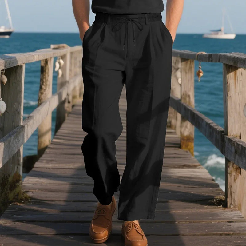 Men's Loose Casual Loose Straight Linen Naples Gurg Breathable Pants Men Clothing Trousers Traf Homme Pantalones Sweatpants