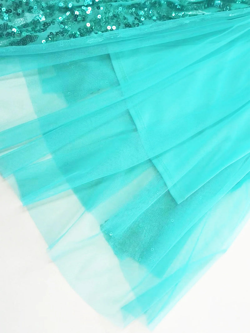 XUIBOL Party halter sequin gown with luxurious fishtail net skirt