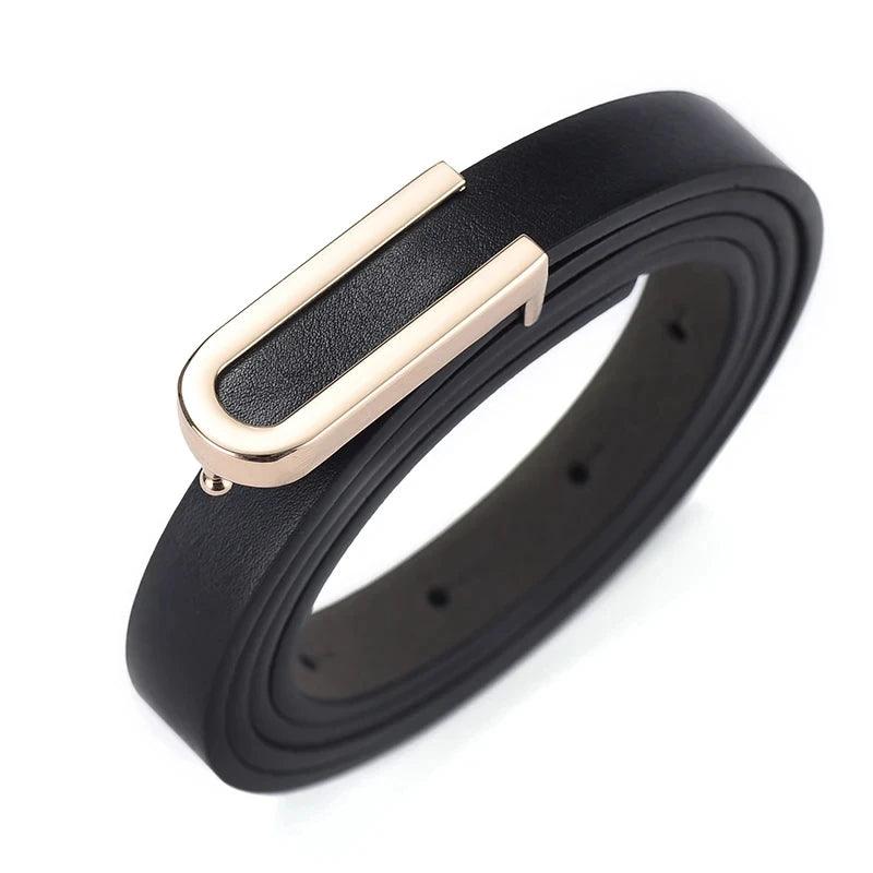 Women's Belt Fashion U-shaped Snap Button Thin Belt Versatile in All Seasons and Simple Youth Belt Paired with Jeans Women Belt - CRAVO ROSE