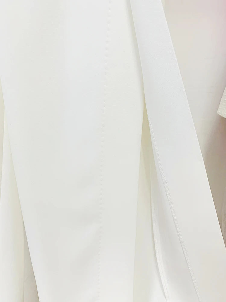 HIGH STREET Newest 2026 Designer Runway Fashion Suit Set Women's Hollow Out Single Button Blazer Slit Pants Suit 2pcs