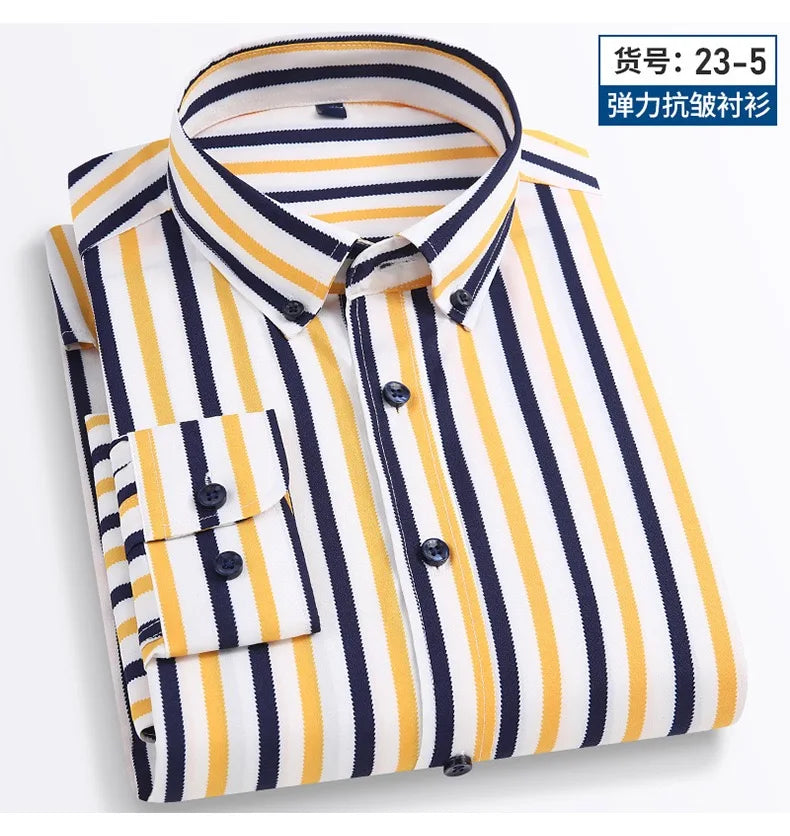 Camisa Social Masculina Listrada Manga Longa – Estilo Business Casual Elegante