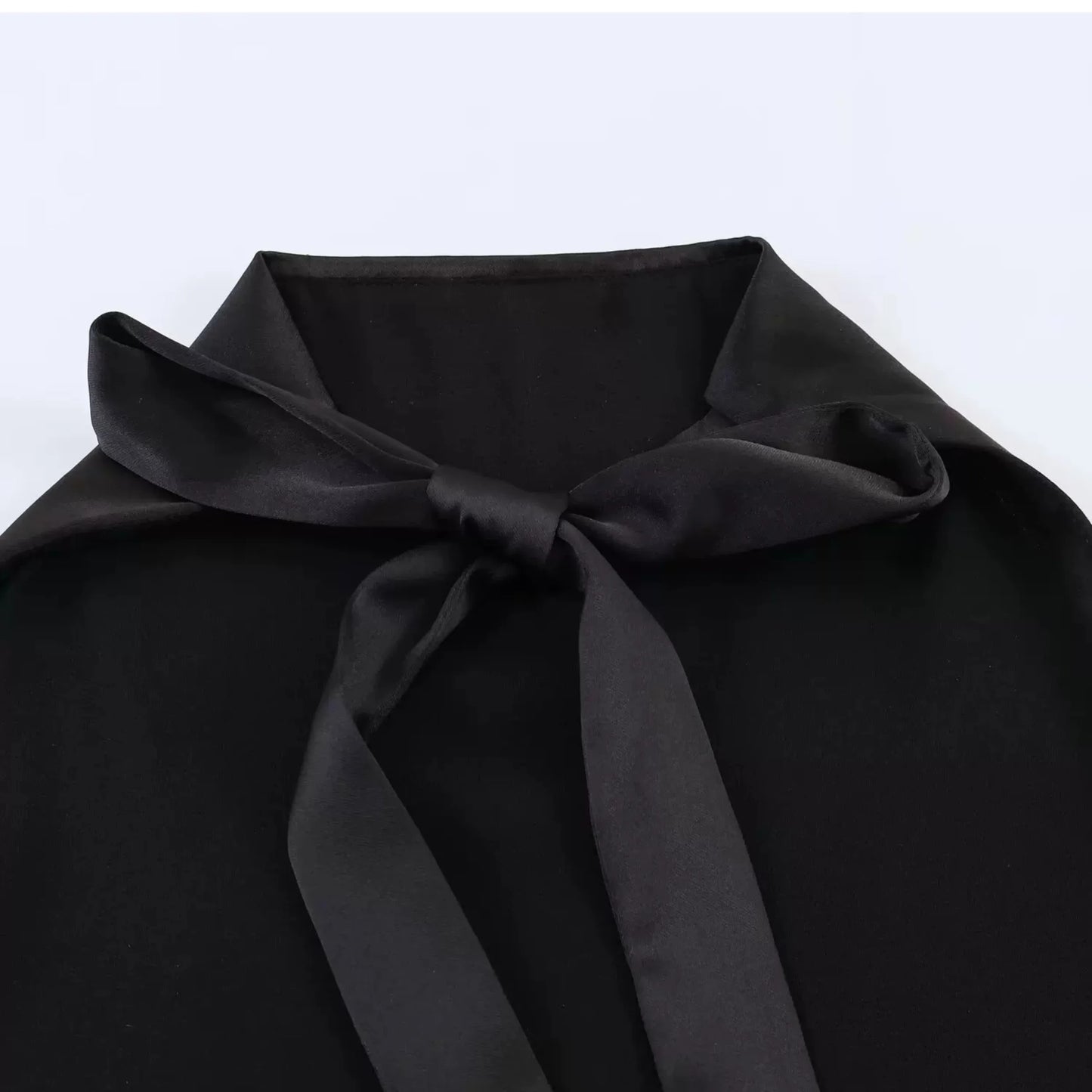 Spring New Women's  Knot Belted Asymmetrical Hem Neck Hanging Collar Top Loose Fit Other Material 100% Short Length