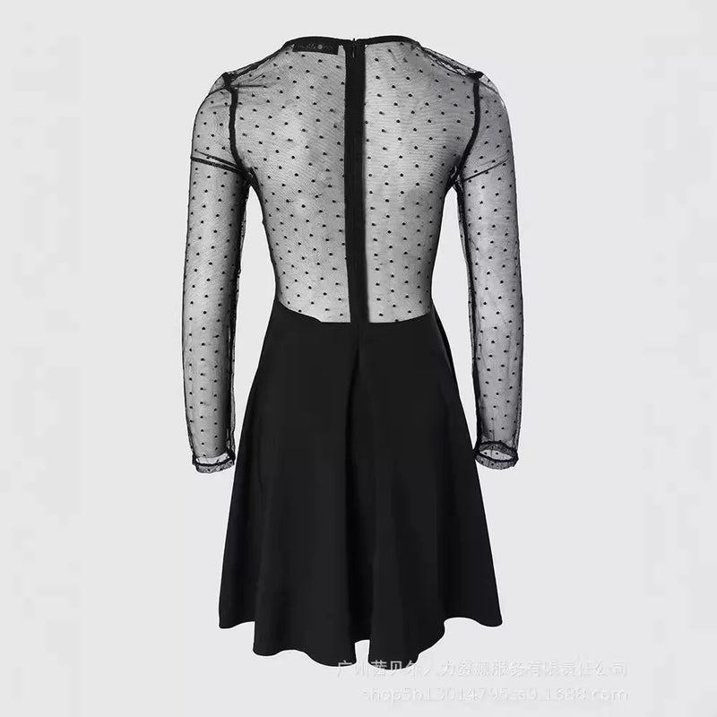 Women Dress Mini Dresses Sexy V Neck Lace A Line Slim High Waist Elegant Spring Black Bodycon Party Night Black Club Vestidos