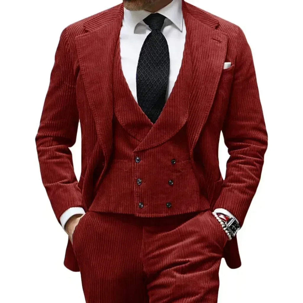 Velveteen-Men's Warm Velvet Suit, 3-Piece Set, Men's Clothing, Perfect for the Season