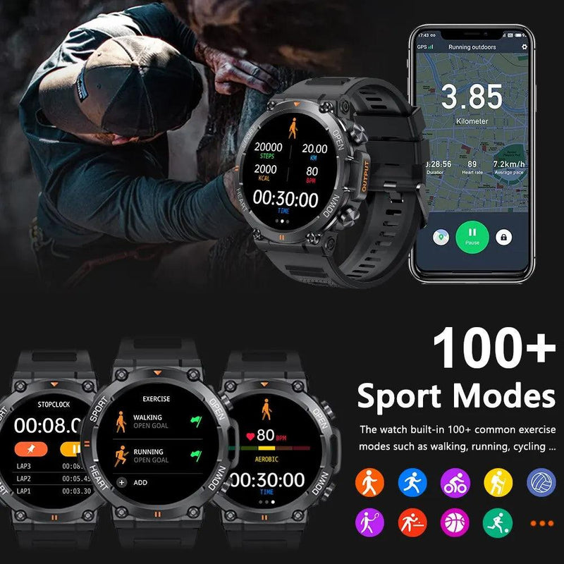 MEVADEN 1,39 Polegadas HD Bluetooth Chamada Relógio Inteligente Homens Esportes Fitness Rastreador Monitor Cardíaco 400mAh Smartwatch Para Android IOS K56