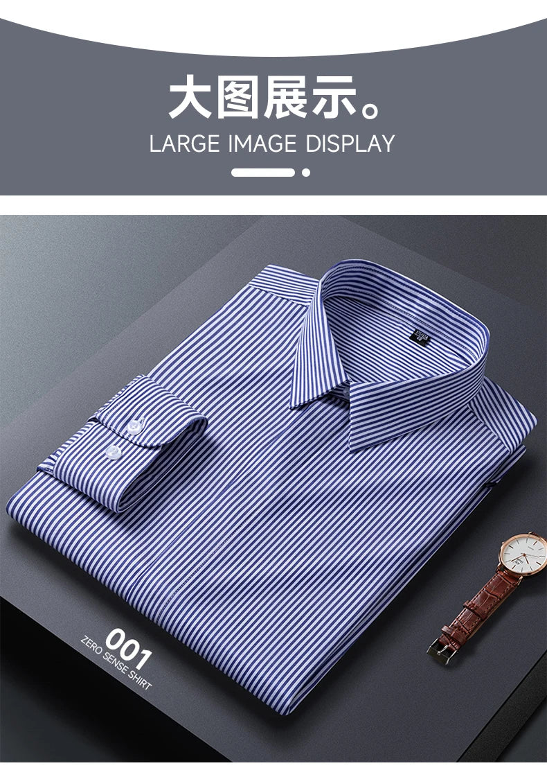 New Stretch Anti-Wrinkle Men's Shirt Modal Cotton Soft And Comfortable Business Social Tops Office Wear Easy Care Classic Style