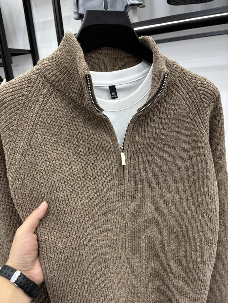Men's Sweater Half Zipper Winter Thick Korean Edition Casual Loose Stand Up Collar Undercover