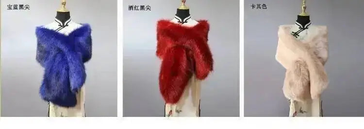 32 Colors 165*30cm Women Luxury Warm Faux Fox Fur Shawl Winter Ladies Plush Scarf Wraps Cloak Coat Wedding Long Cape Scarves