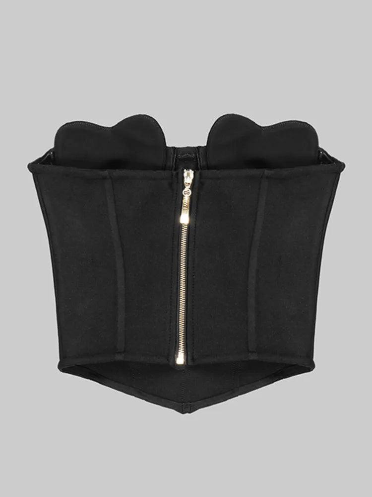 2023 Summer Women Black Elastic Bandage Tops Chic Strapless Sweatheart Bust Corset Crop Top High Street Evening Club Party Tops - CRAVO ROSE