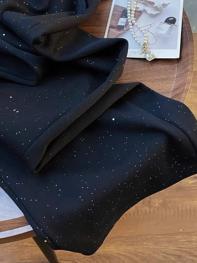 Shiny Ice Silk Wide Leg Pants Women Summer New High Waist Straight Casual Sports Long Trousers Children's Matching Pants