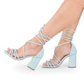 Women's Sandal Thick Heel Block Tie B15