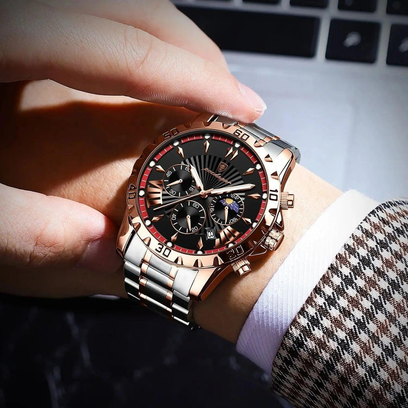 POEDAGAR Luxury High Quality Watch for Man Waterproof Luminous Chronograph Date Men Watch Stainless Steel Quartz Men's Watches - CRAVO ROSE