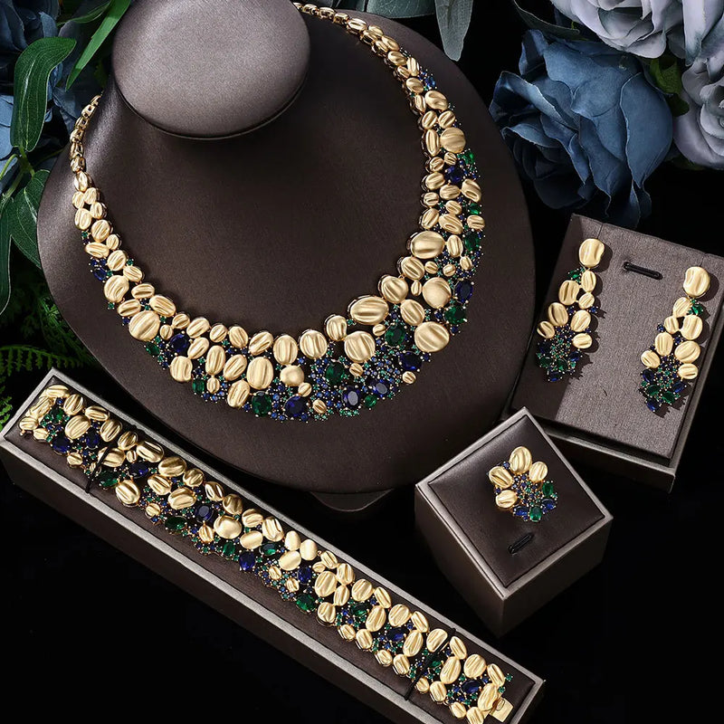 2022 Hot Sale New Bride Jewelry Set New Fashion Dubai Complete Jewelry Set Suitable for Women's Wedding Party Accessories Design - CRAVO ROSE