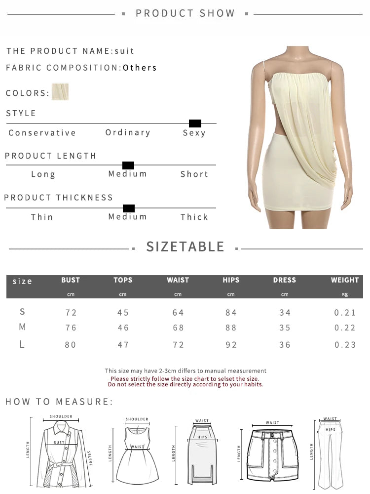 Nibber Chic 2Piece Set Women Fashion Mesh Ruched Patchwork Irregular Hem Tank Top+Peach Hip Skirts Sexy Party Club Elegant Suits