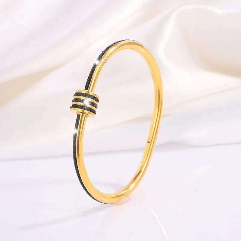 ZAKOL New 5/1pcs Black Zircon Inlay Series Stainless Steel Bracelets for Women Men Fashion versatile Stacking Jewelry Gift